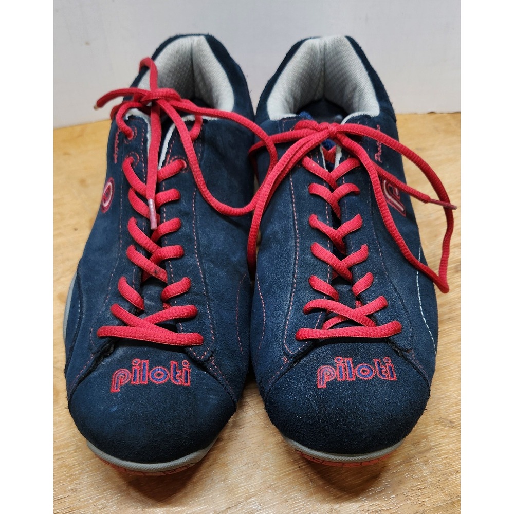Piloti Prototipo Navy Blue Suede Red Driving Shoes Mens Sneakers Low Top